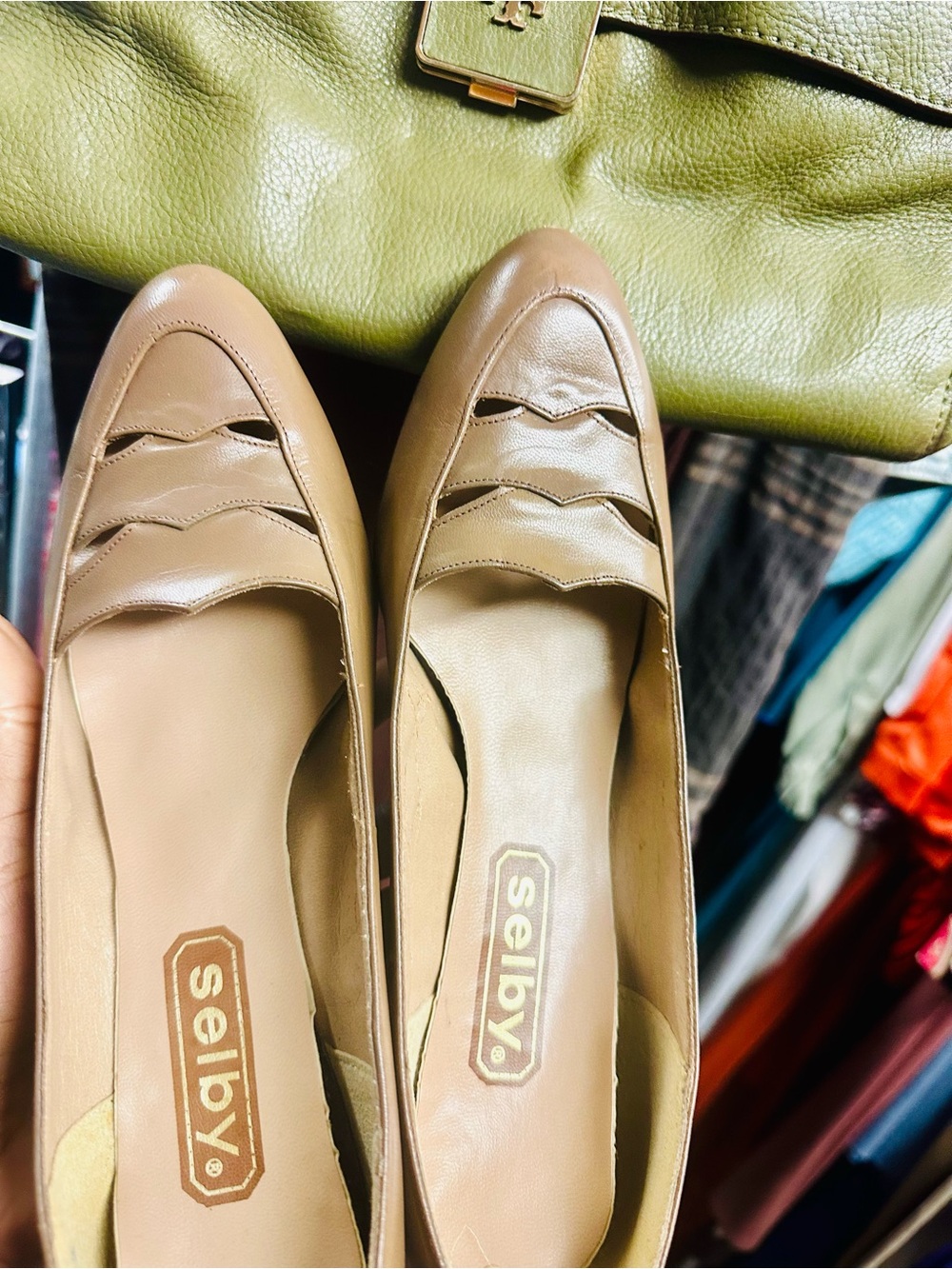 Selby Women's Beige Scalloped Leather Loafers